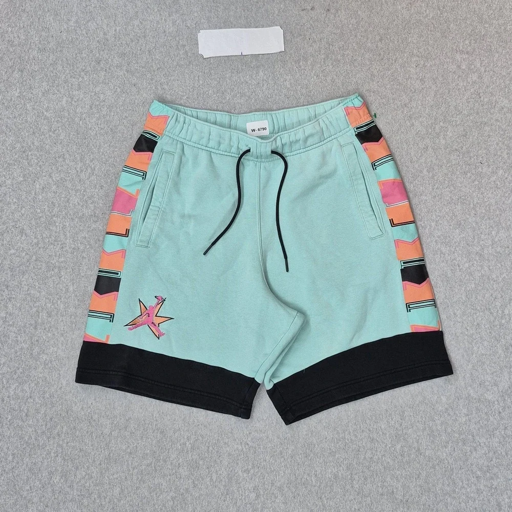 Jordan Men Activewear Shorts M Teal Embroidered Sweat Fleece AJ 11 Jumpman
